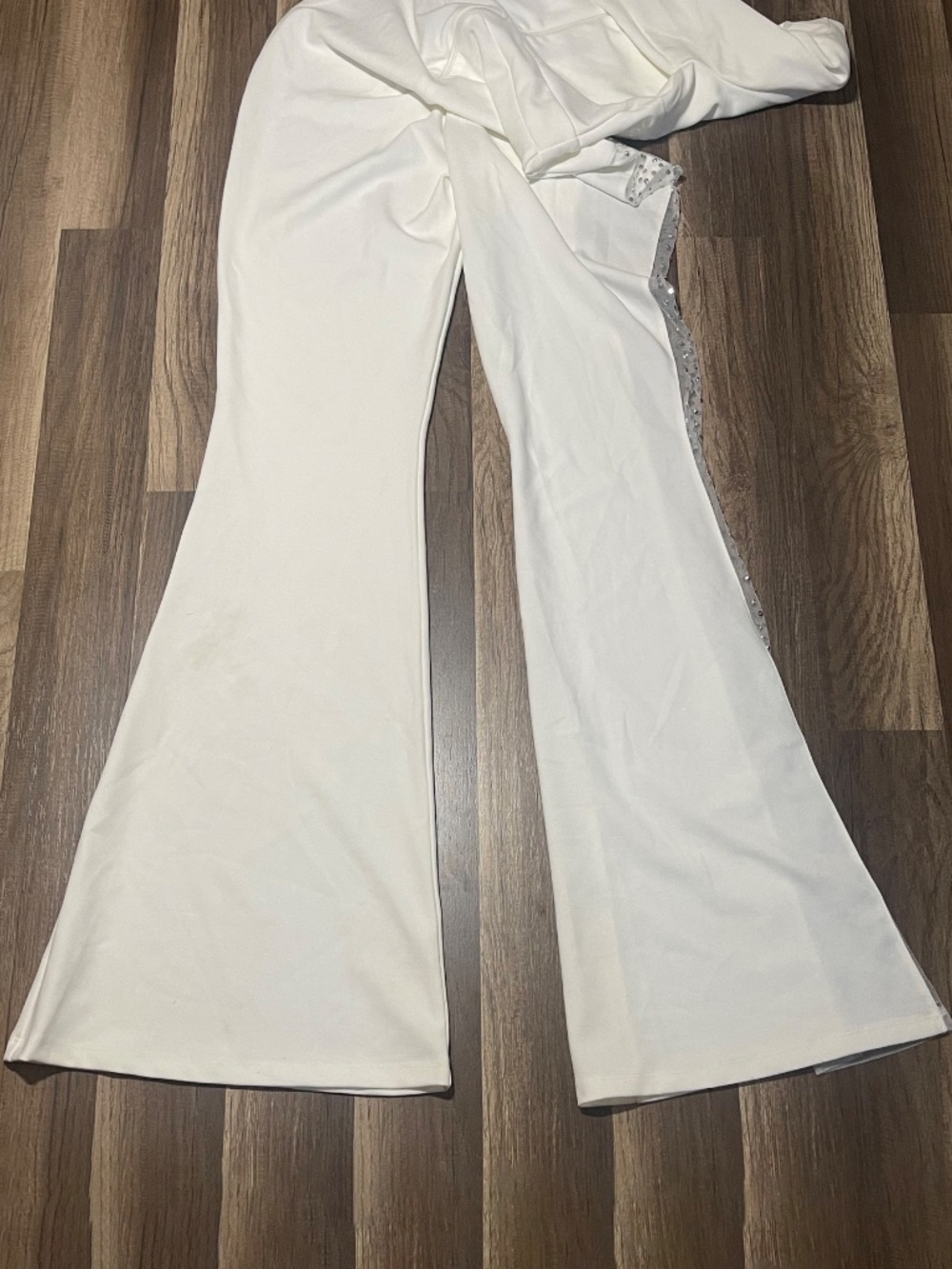 Symphony White One-Shoulder Embellished Jumpsuit - Picture 7 of 11